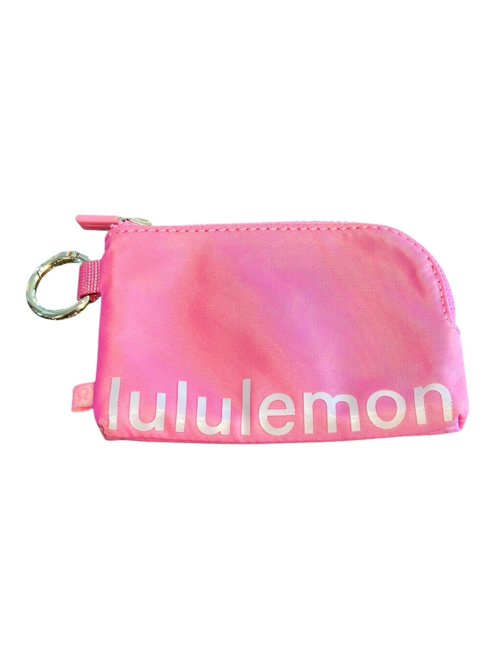 LULULEMON Pink Clippable Card Pouch with zipper Card slots Exterior pocket Logo